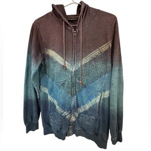 Retro Vintage Greater Good Full Zip Women's Blue Patterned Hoodie Y2K MINTY